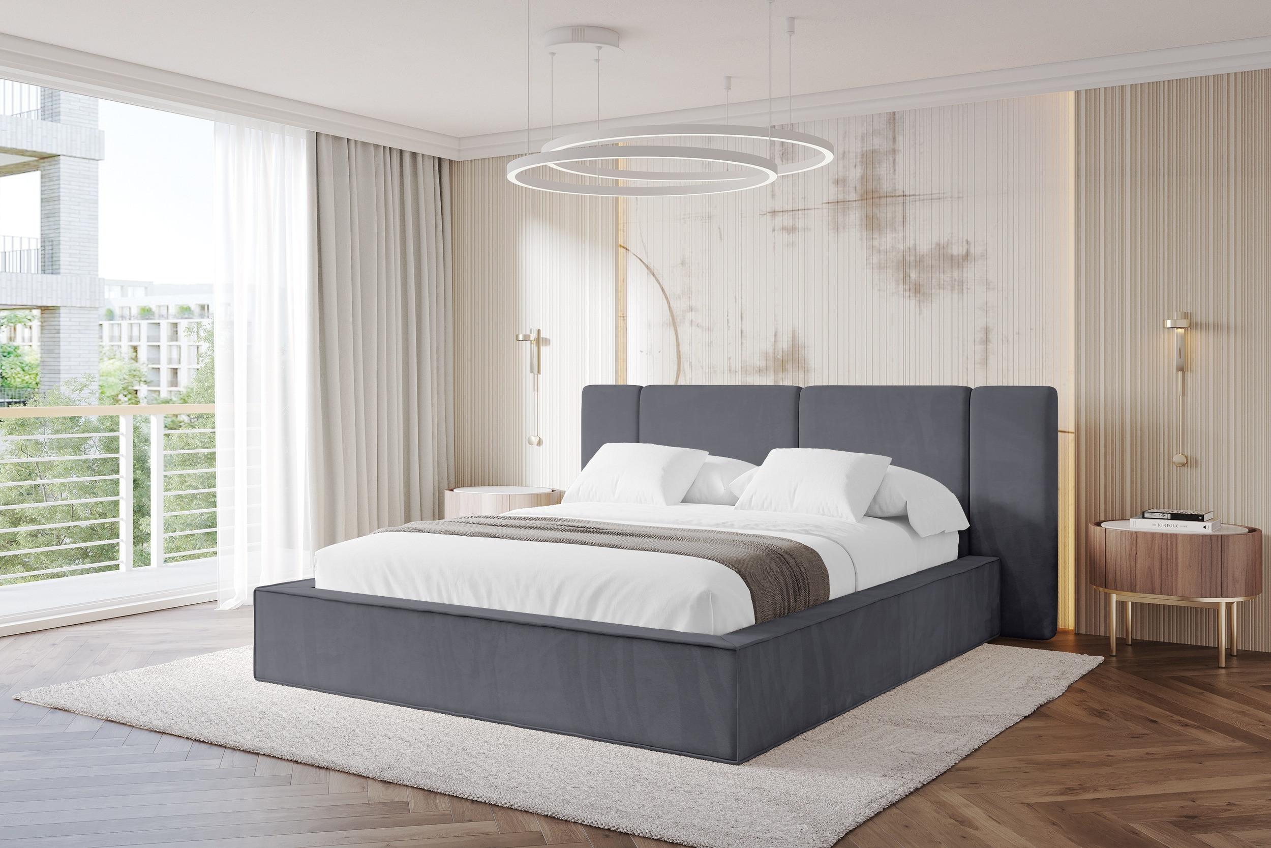 Bett mit Matratze H3/H4 - RIVO 160x200 Dunkelgrau
