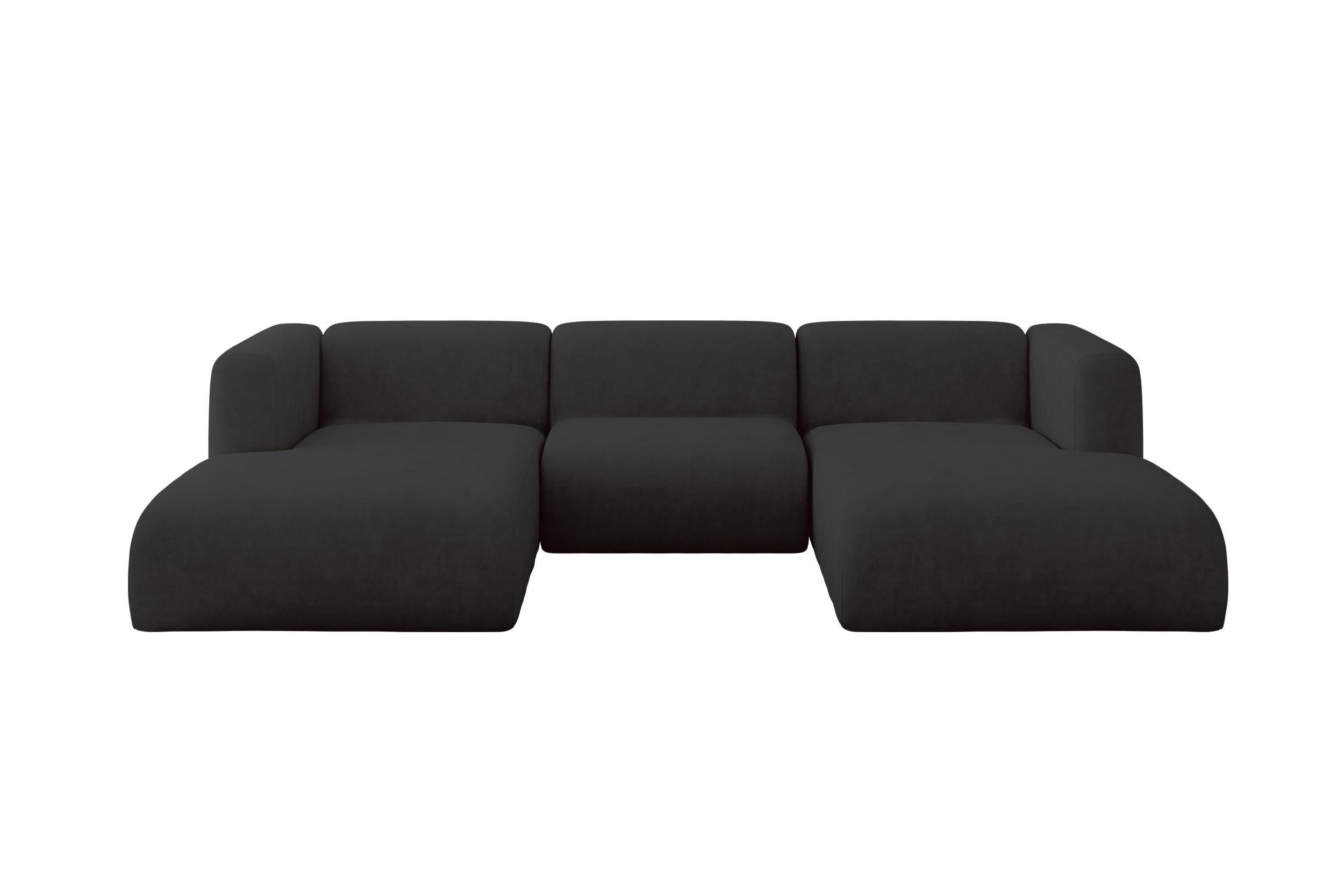 Wohnli Möbelsuche - WOHNLANDSCHAFT MIRA-U1 317x179x70 Schwarz Velours