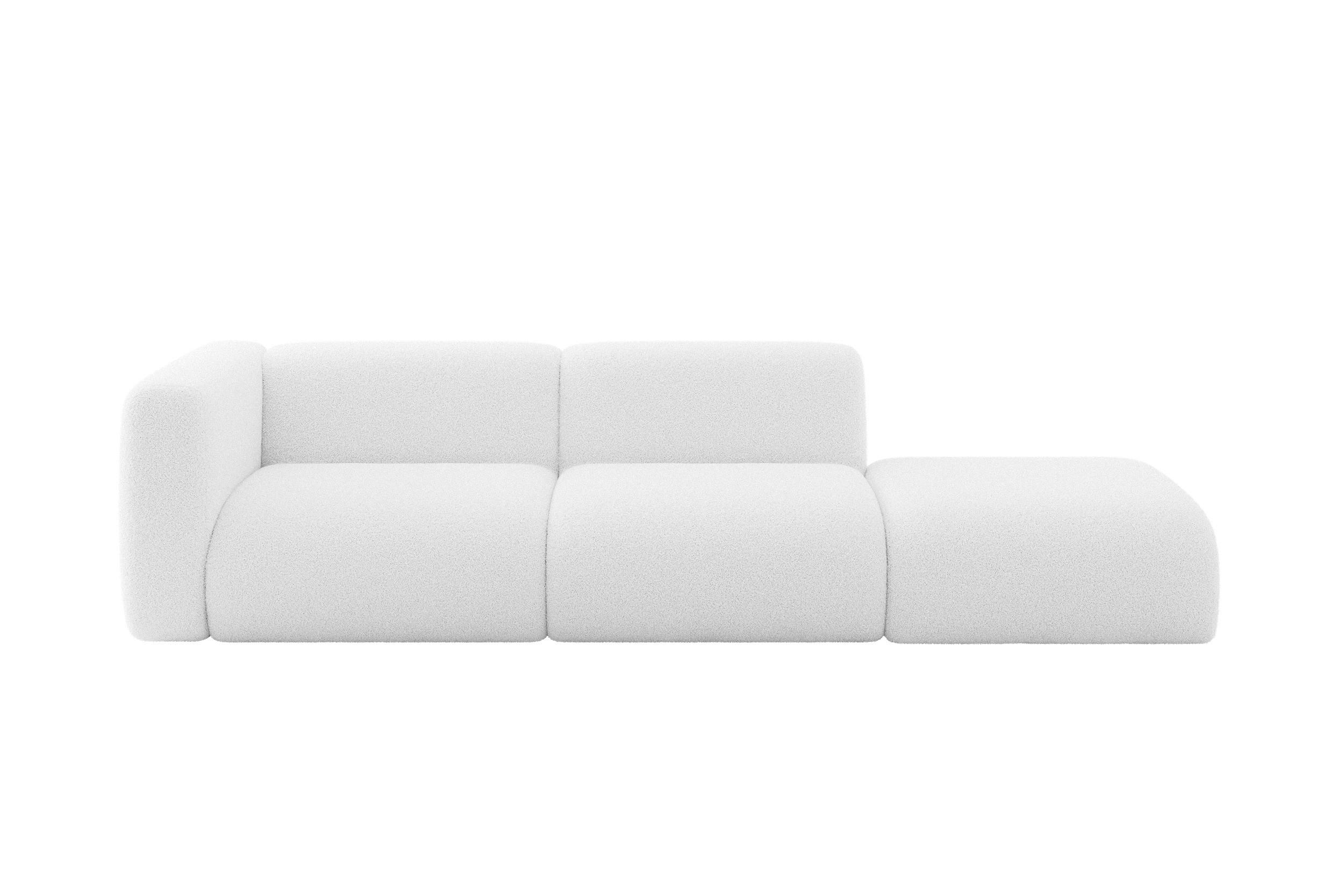 wohnli-moebel-suche-800002004119 Wohnli Möbelsuche - SOFA Ottomane Links MIRA-S3 296x89x70 Weiß Bouclé