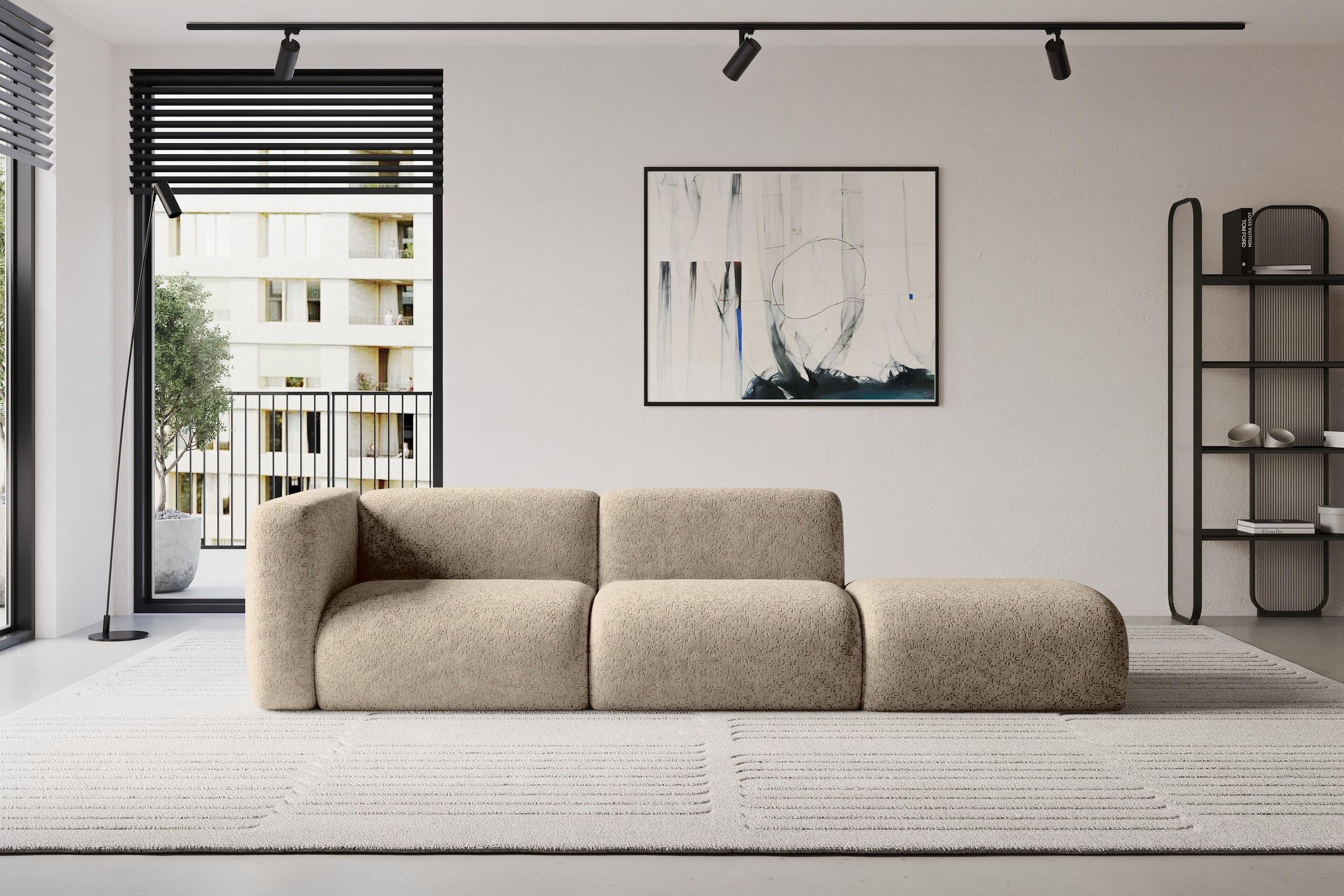 SOFA Ottomane Links MIRA-S3 296x89x70 Braun Velours Textil ALTDECOR Möbel > Sofas & Couches > Sofas Braun