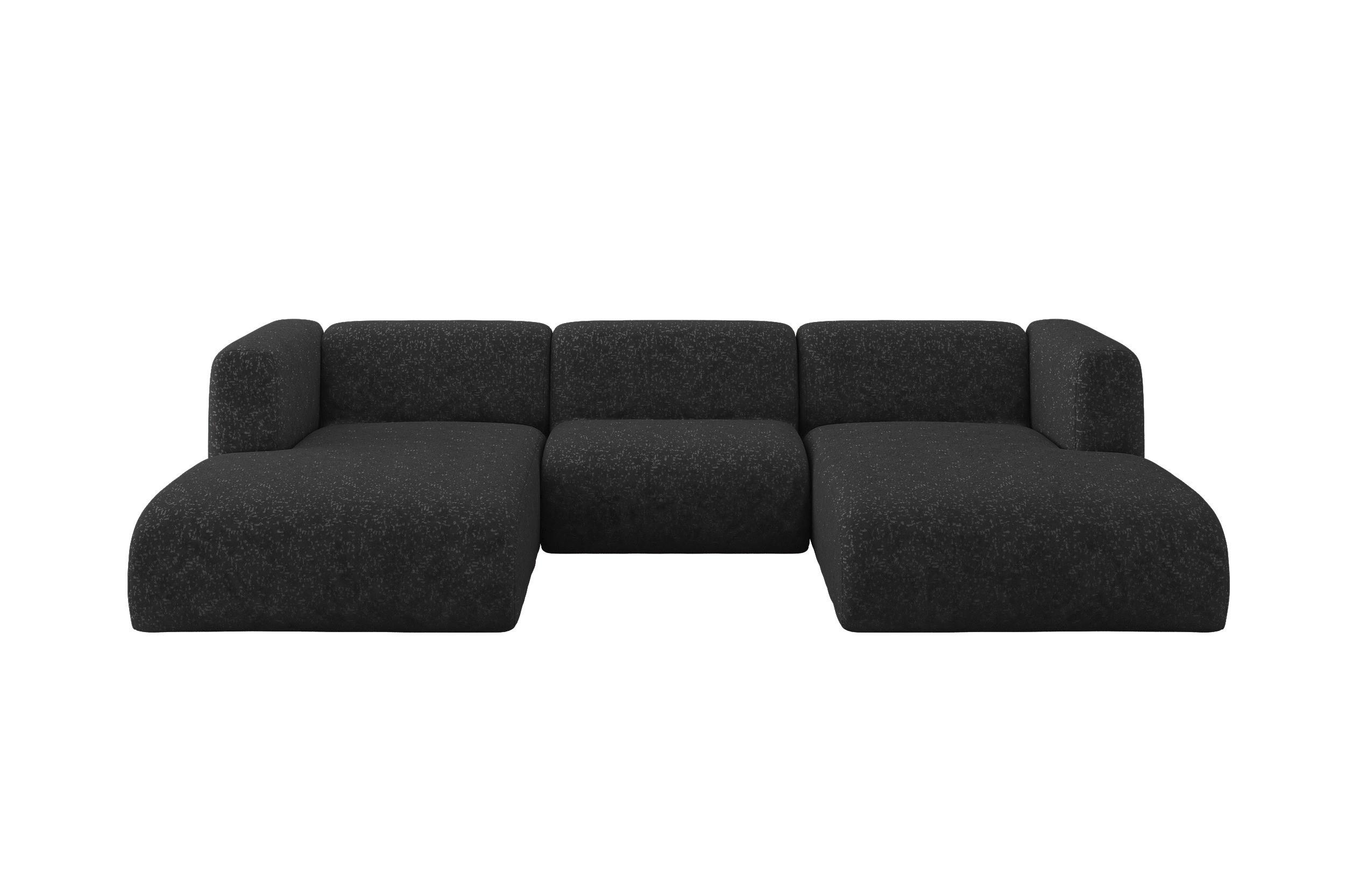 Wohnli Möbelsuche - WOHNLANDSCHAFT MIRA-U1 317x179x70 Schwarz Velours