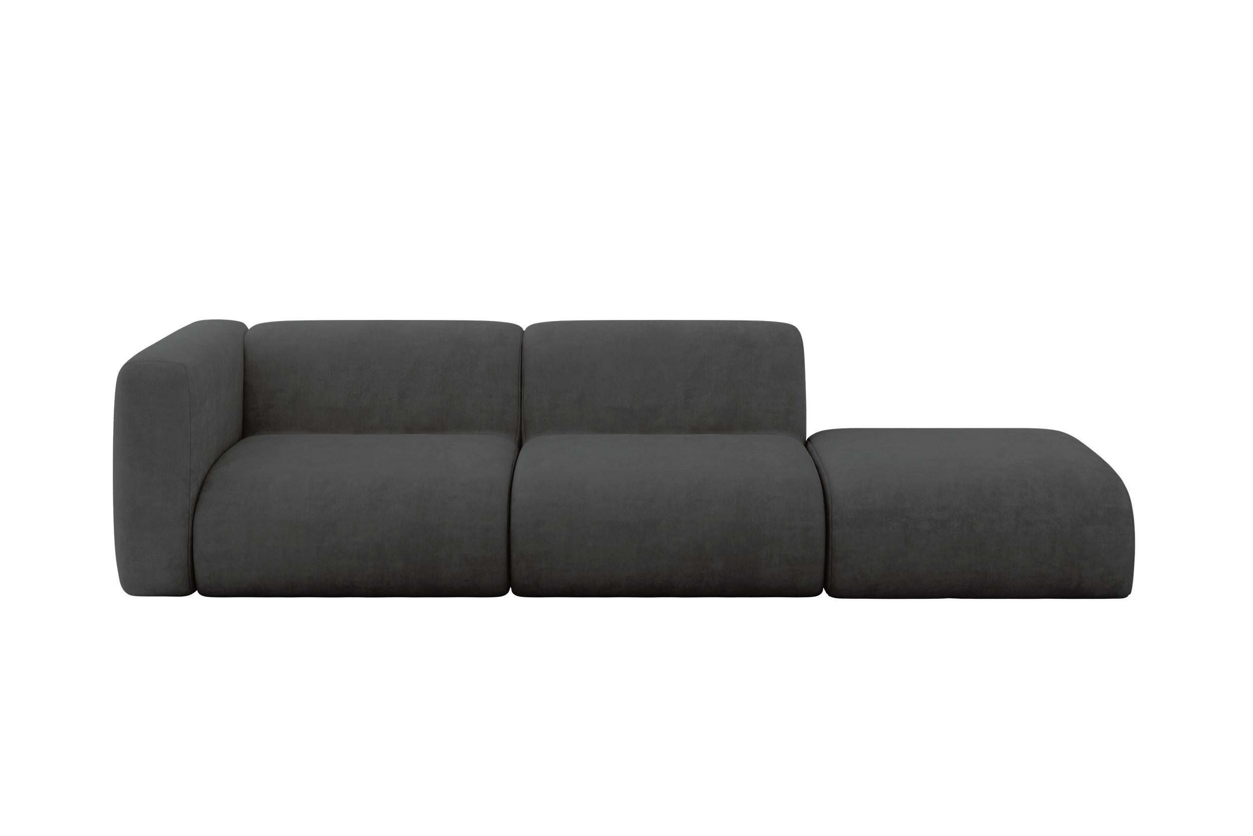 wohnli-moebel-suche-800002004218 Wohnli Möbelsuche - SOFA Ottomane Links MIRA-S3 296x89x70 Dunkelgrau Velours