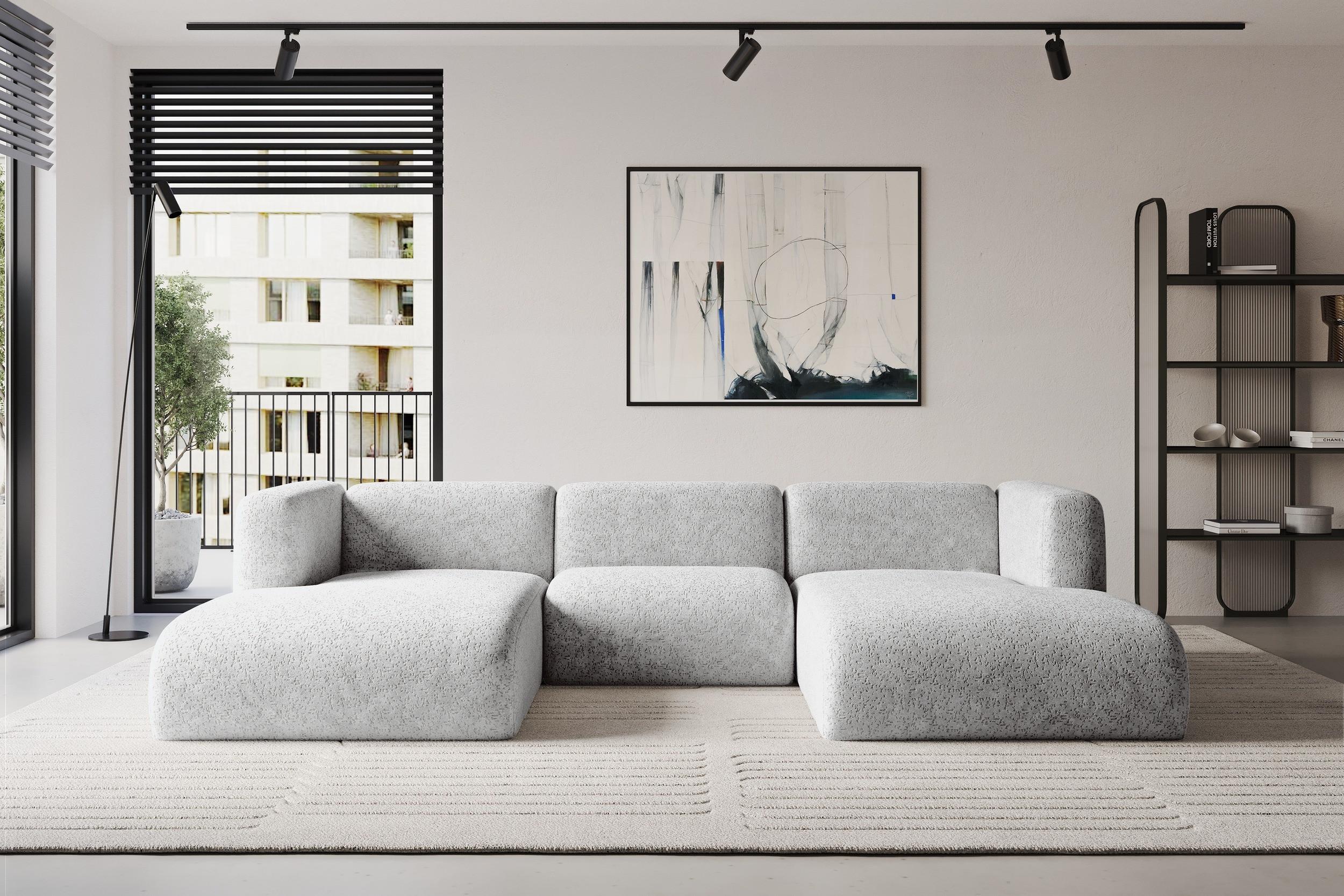 WOHNLANDSCHAFT MIRA-U1 317x179x70 Grau Velours Textil ALTDECOR Möbel > Sofas & Couches > Wohnlandschaften > Wohnlandschaften U-Form Grau