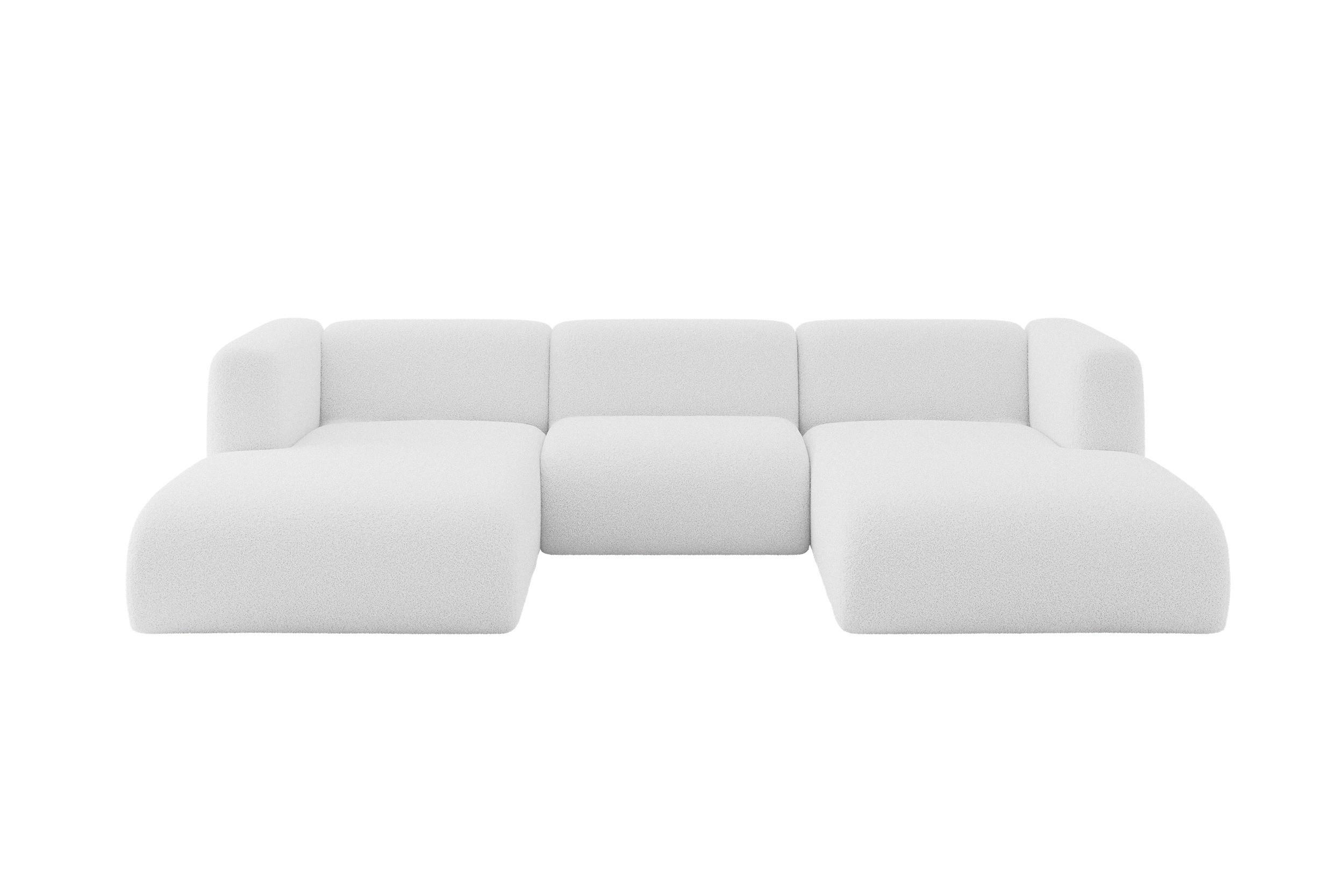 Wohnli Möbelsuche - WOHNLANDSCHAFT MIRA-U1 317x179x70 Weiß Bouclé