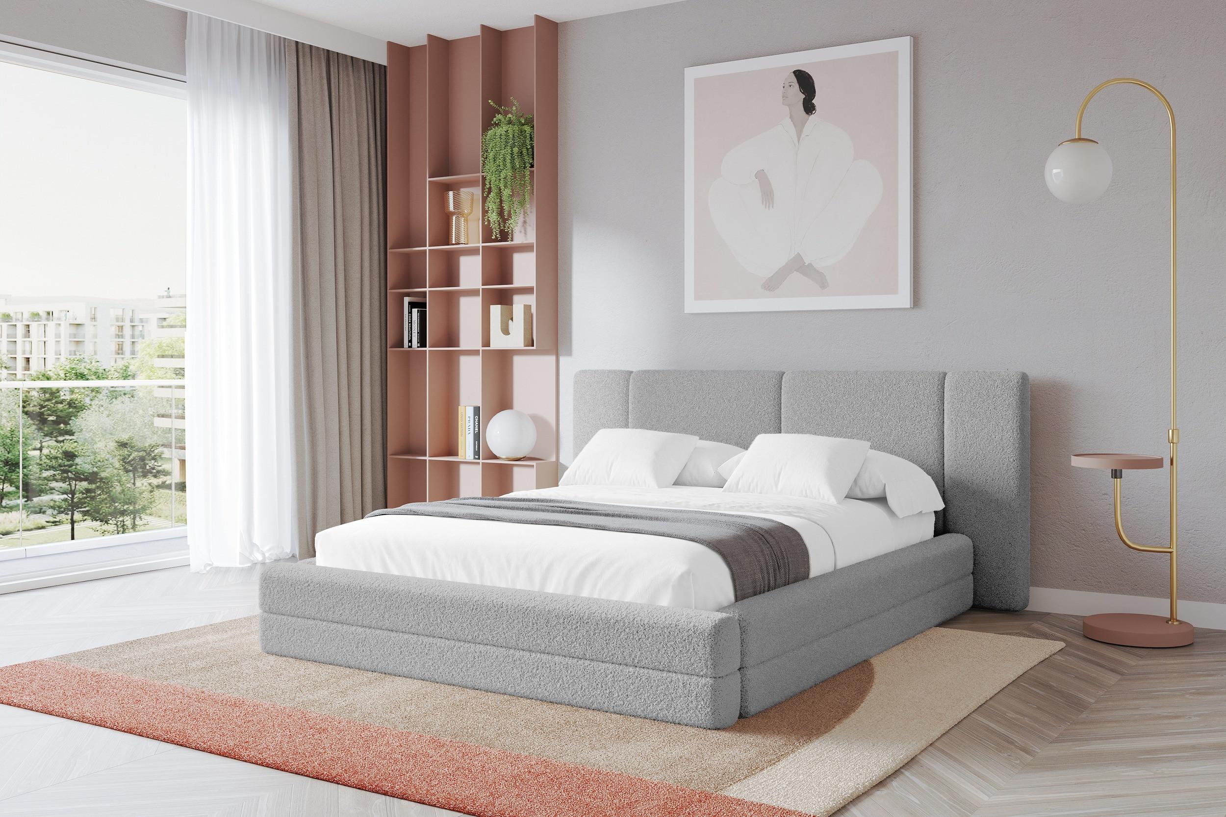 Bett mit Matratze H3/H4 - TEVO 180x200 Hellgrau