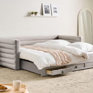wohnli-moebel-suche-800002004652-1 TAGESBETT mit Stauraum 90/180/200 Samtstoff Hellgrau Meudon Textil Beliani Möbel > Betten Grau