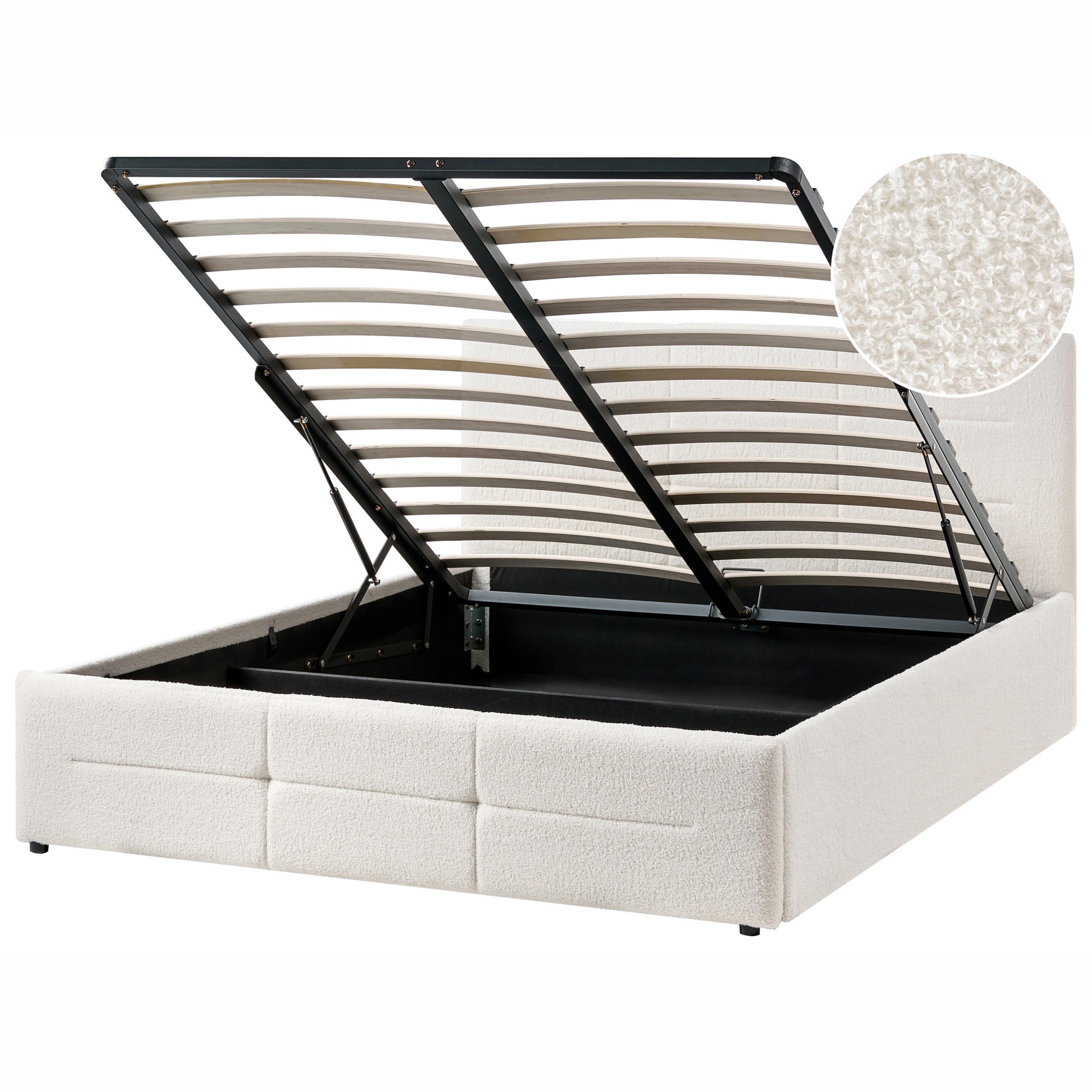 wohnli-moebel-suche-800002004665 Wohnli Möbelsuche - BETT mit Stauraum 140/200 Bouclé Cremeweiß Massognes