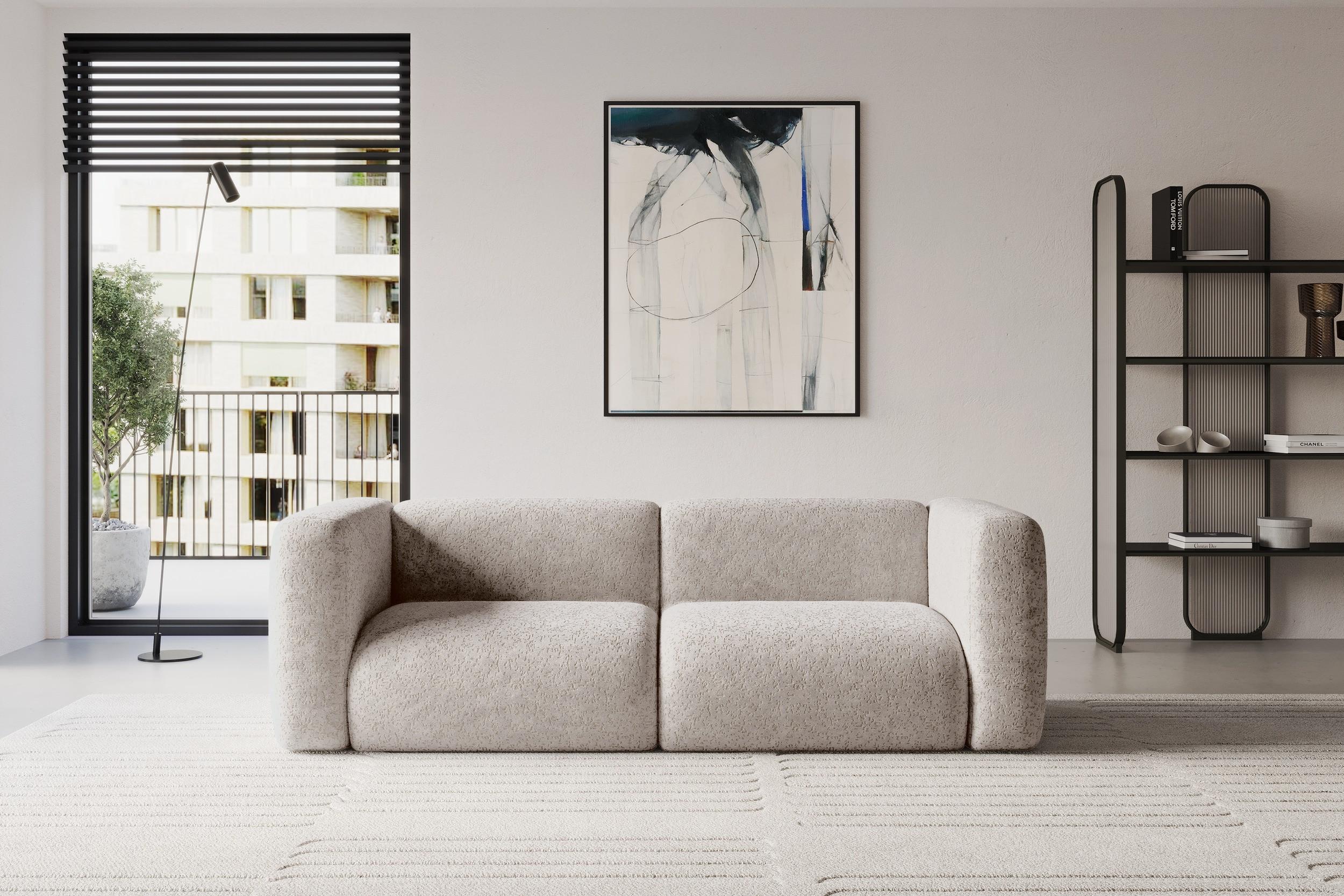 MODULARES Sofa 2-SITZER MIRA-S1 228x89x70 Hellgrau cm Velours Textil ALTDECOR Möbel > Sofas & Couches > Sofas Grau