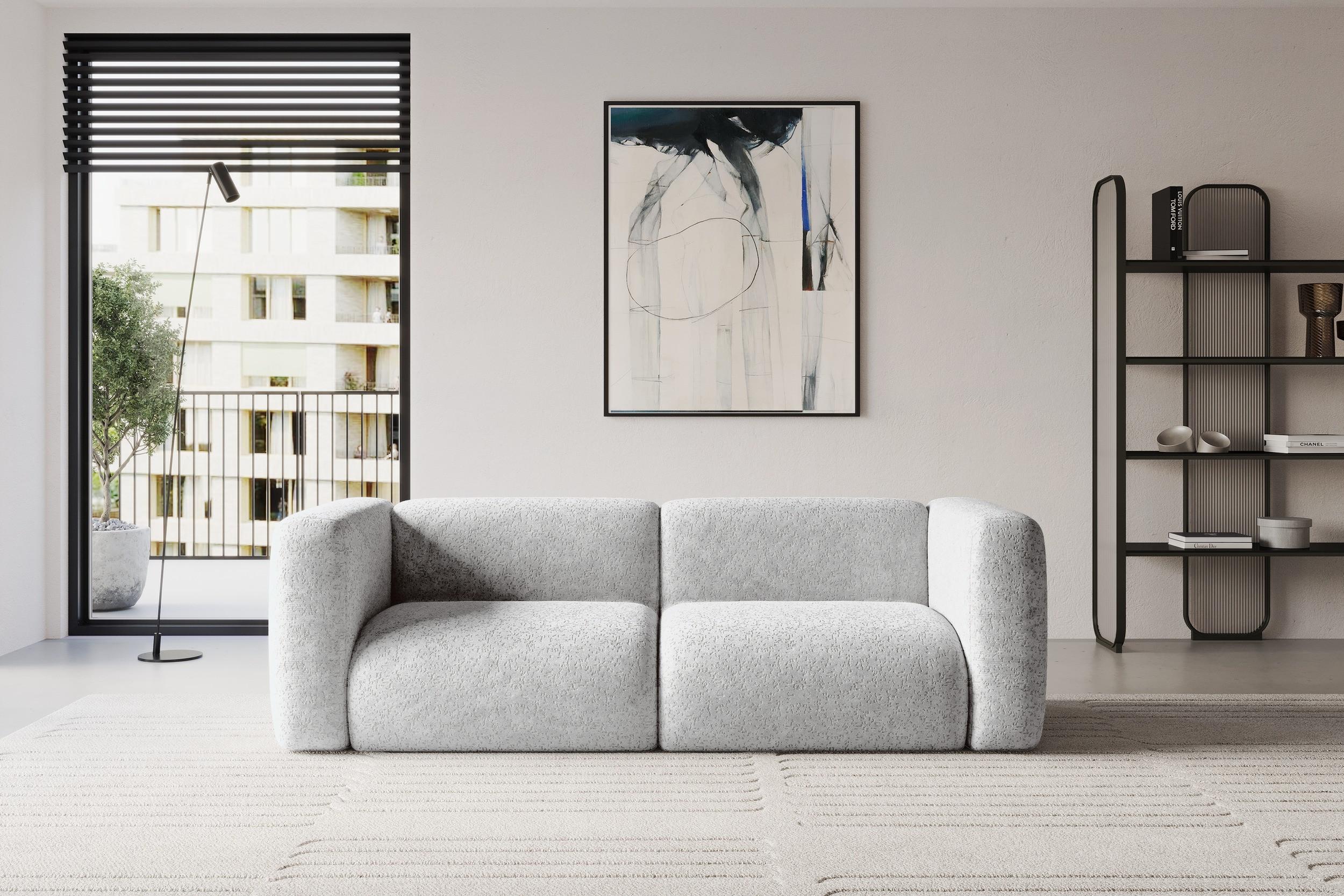 MODULARES Sofa 2-SITZER MIRA-S1 228x89x70 Grau cm Velours Textil ALTDECOR Möbel > Sofas & Couches > Sofas Grau