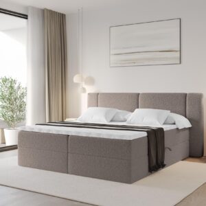 wohnli-moebel-suche-800002004795-1 BOXBETT mit Matratze H3 - EVON - 180x200 cm Braun Holzwerkstoff ALTDECOR Möbel > Betten > Boxspringbetten Braun
