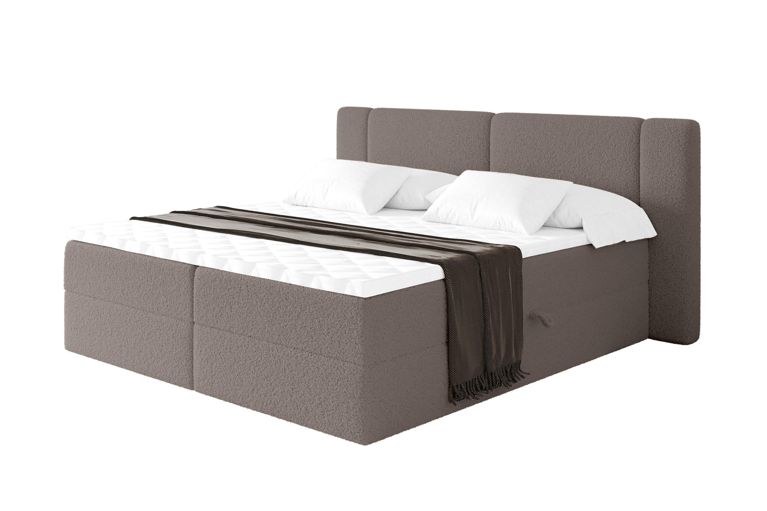 Wohnli Möbelsuche - BOXBETT mit Matratze H4 - EVON - 140x200 cm Braun