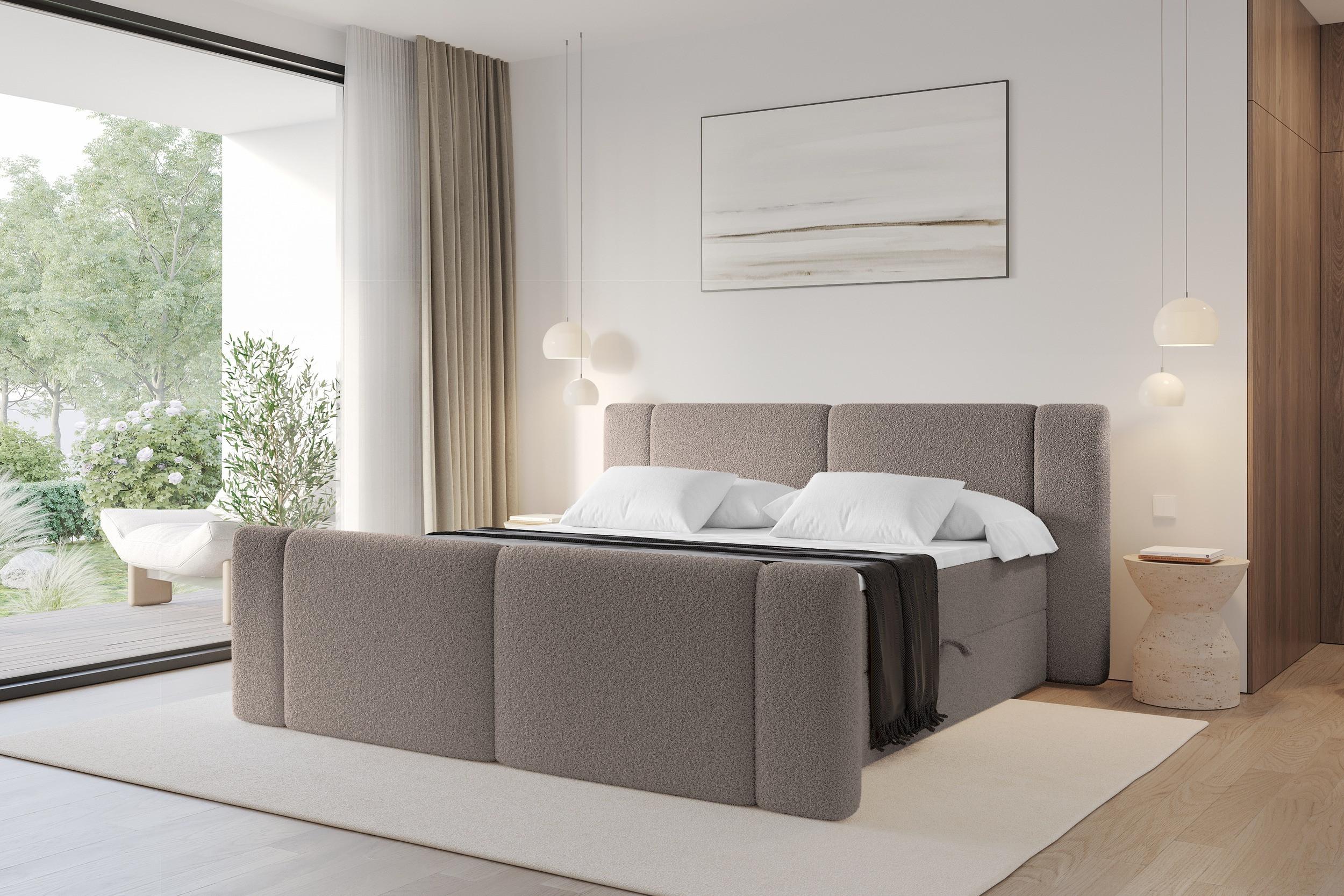 BOXBETT mit Matratze H4 - EVON Zanozek - 200x200 cm Braun Holzwerkstoff ALTDECOR Möbel > Betten > Boxspringbetten Braun