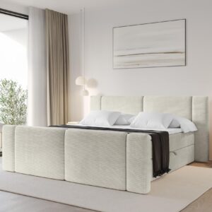 wohnli-moebel-suche-800002004902-1 BOXBETT mit Matratze H3 - EVON Zanozek - 120x200 cm Creme Holzwerkstoff ALTDECOR Möbel > Betten > Boxspringbetten Weiß
