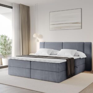 wohnli-moebel-suche-800002004963-1 BOXBETT mit Matratze H3 - EVON - 160x200 cm Grau Holzwerkstoff ALTDECOR Möbel > Betten > Boxspringbetten Grau