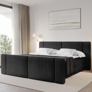 wohnli-moebel-suche-800002005022-1 BOXBETT mit Matratze H3 - EVON Zanozek - 160x200 cm Schwarz Holzwerkstoff ALTDECOR Möbel > Betten > Boxspringbetten Schwarz