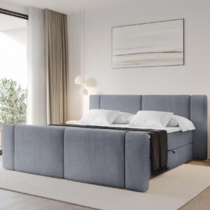 BOXBETT mit Matratze H3 - EVON Zanozek - 140x200 cm Grau Holzwerkstoff ALTDECOR Möbel > Betten > Boxspringbetten Grau