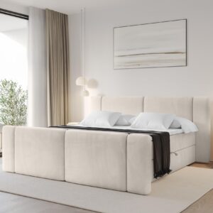 BOXBETT mit Matratze H3 - EVON Zanozek - 120x200 cm Beige Holzwerkstoff ALTDECOR Möbel > Betten > Boxspringbetten Beige
