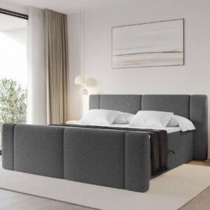 wohnli-moebel-suche-800002005036-1 BOXBETT mit Matratze H3 - EVON Zanozek - 160x200 cm Grau Holzwerkstoff ALTDECOR Möbel > Betten > Boxspringbetten Taupe