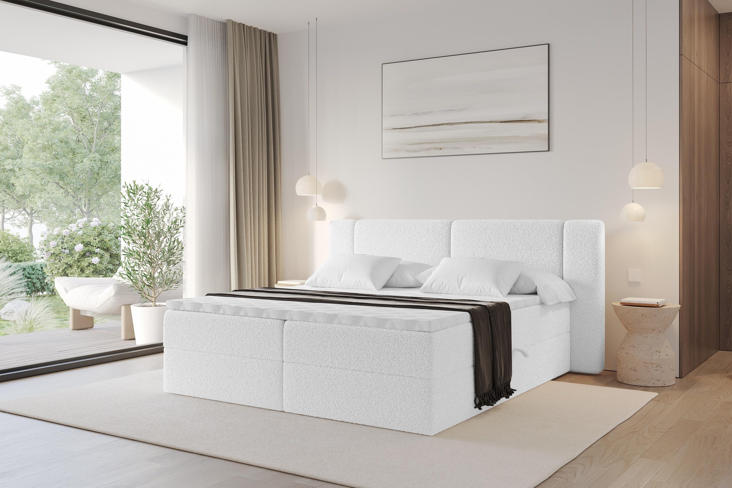 BOXBETT mit Matratze H4 - EVON - 120x200 cm Weiß Holzwerkstoff ALTDECOR Möbel > Betten > Boxspringbetten Weiß