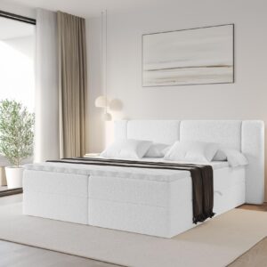 wohnli-moebel-suche-800002005069-1 BOXBETT mit Matratze H3 - EVON - 200x200 cm Weiß Holzwerkstoff ALTDECOR Möbel > Betten > Boxspringbetten Weiß