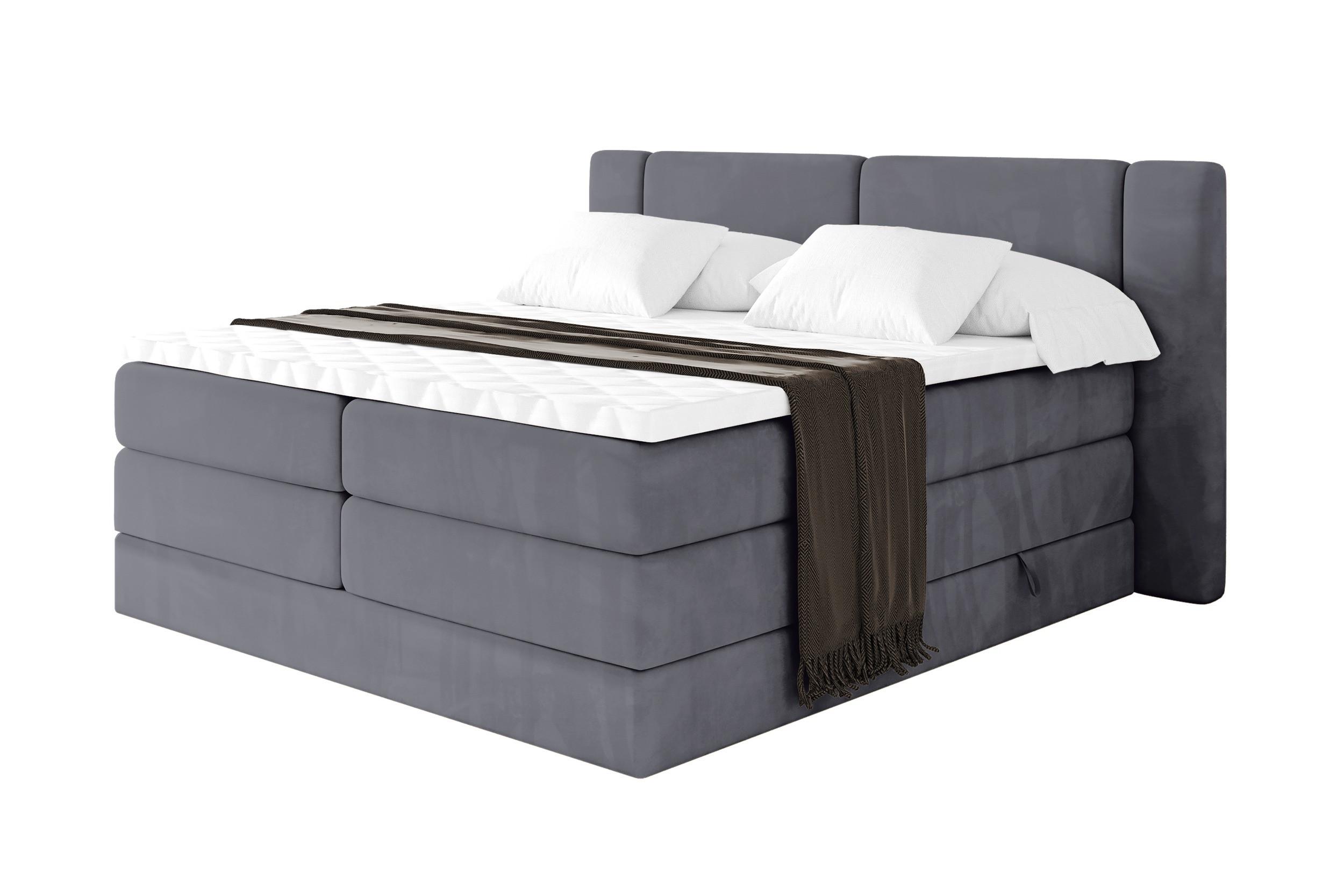 wohnli-moebel-suche-800002005114 Wohnli Möbelsuche - BOXSPRINGBETT mit Matratze H3/H4 - EVON KING - 200x200 cm Dunkelgrau