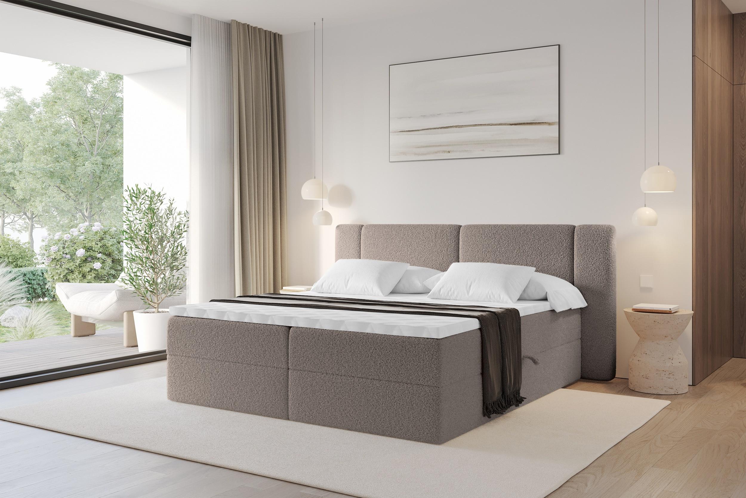 BOXBETT mit Matratze H3 - EVON - 120x200 cm Braun Holzwerkstoff ALTDECOR Möbel > Betten > Boxspringbetten Braun