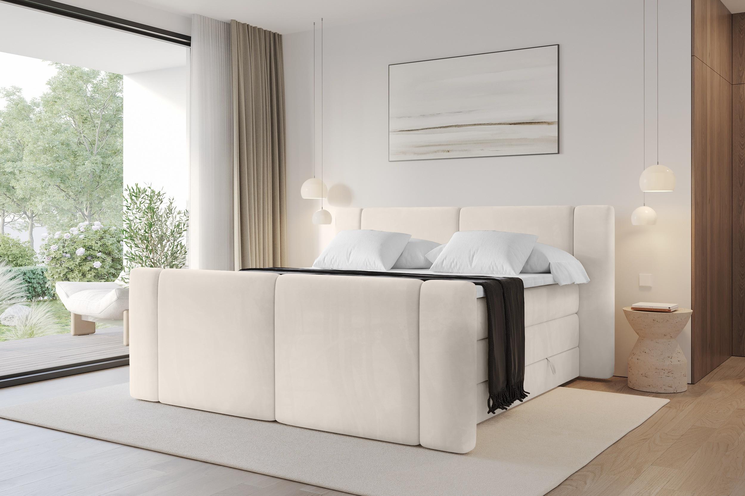 BOXSPRINGBETT mit Matratze H3/H4 - EVON KING Zanozek - 160x200 cm Beige Holzwerkstoff ALTDECOR Möbel > Betten > Boxspringbetten Beige