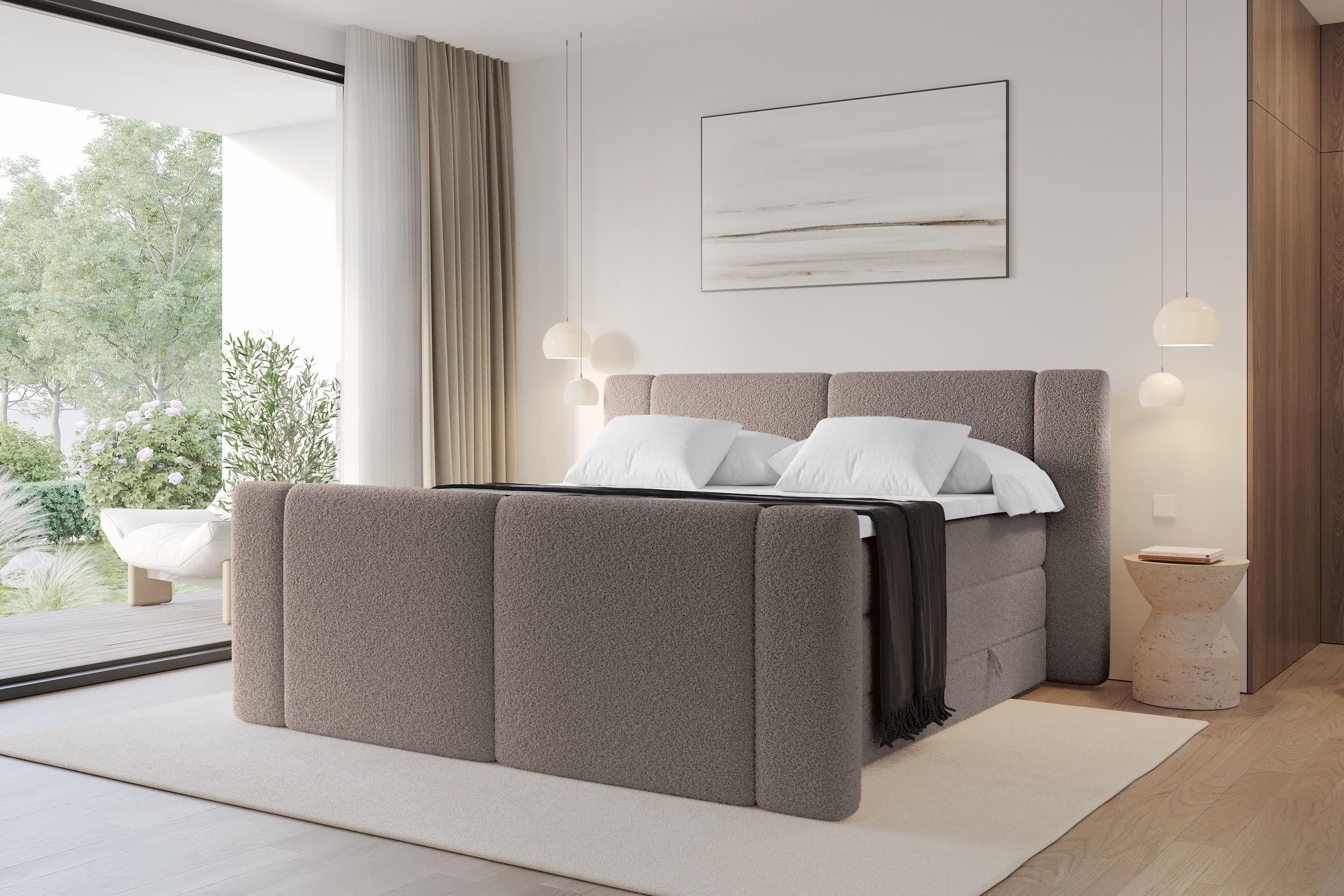 BOXSPRINGBETT mit Matratze H3/H4 - EVON KING Zanozek - 120x200 cm Braun Holzwerkstoff ALTDECOR Möbel > Betten > Boxspringbetten Braun