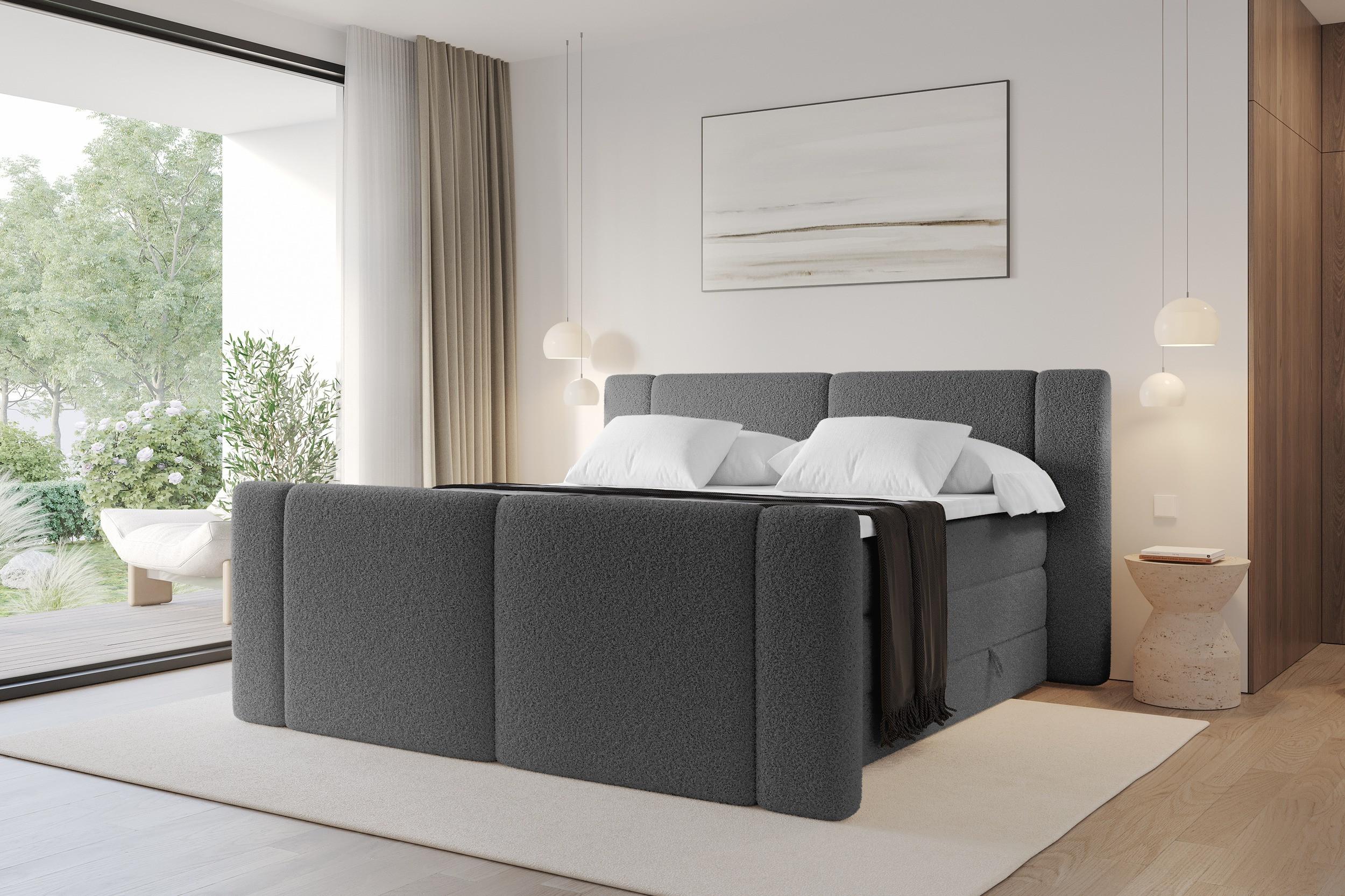 BOXSPRINGBETT mit Matratze H3/H4 - EVON KING Zanozek - 120x200 cm Grau Holzwerkstoff ALTDECOR Möbel > Betten > Boxspringbetten Taupe