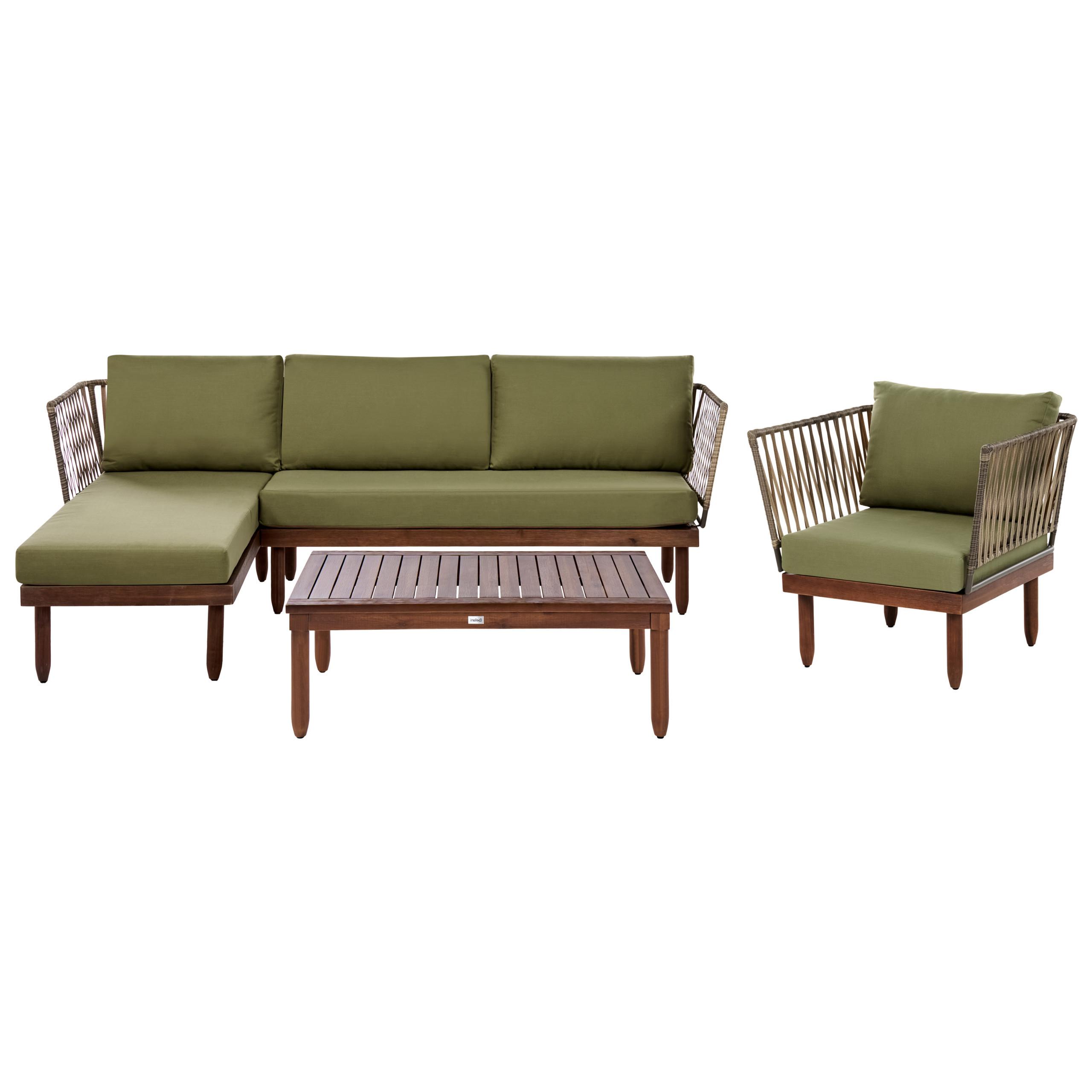 wohnli-moebel-suche-800002008392 Wohnli Möbelsuche - LOUNGE-SET mit Tisch 4-Sitzer Akazienholz rechtsseitig Dunkelbraun/Grün Cremona