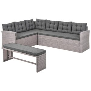wohnli-moebel-suche-800002008395-1 GARTEN-ECKSOFA 8-Sitzer Polyrattan Grau Viterbo Kunststoff Beliani Garten & Outdoor > Gartenmöbel > Gartenmöbel-Sets Grau