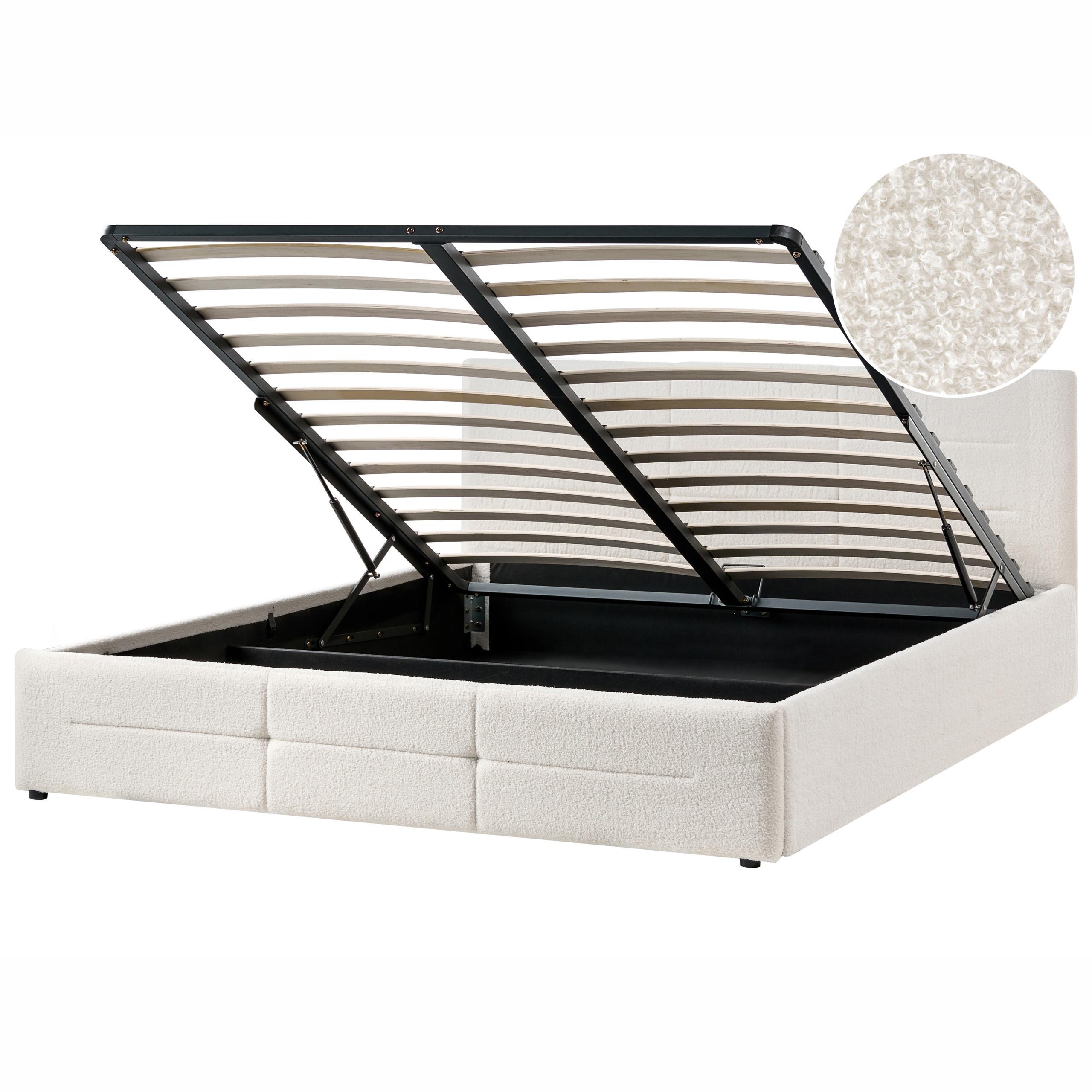wohnli-moebel-suche-800002009053 Wohnli Möbelsuche - BETT mit Stauraum 180/200 Bouclé Cremeweiß Massognes