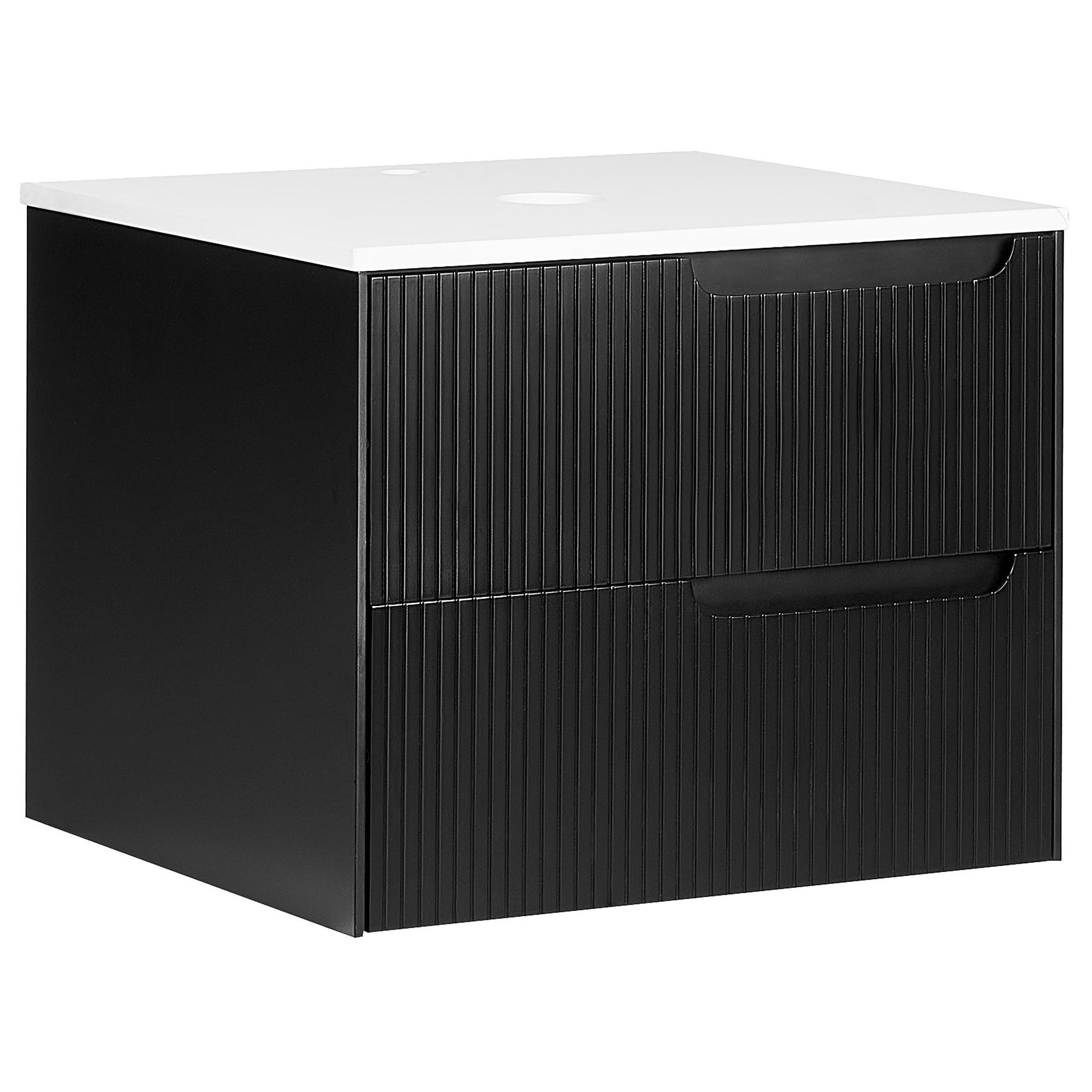 Wohnli Möbelsuche - WASCHBECKENUNTERSCHRANK wandmontiertk 60 cm Schwarz Quintela