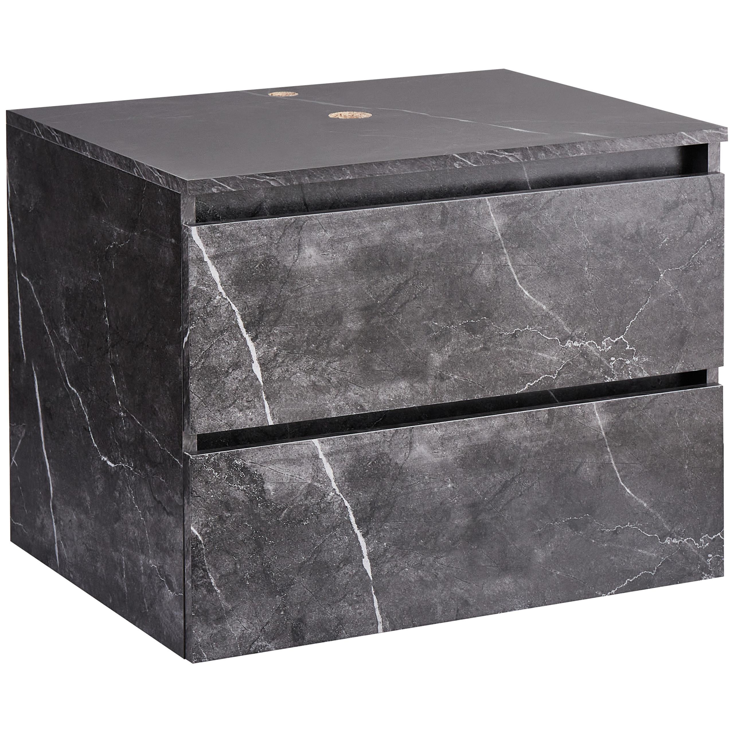 Wohnli Möbelsuche - WASCHBECKENUNTERSCHRANK wandmontiertk 60 cm Schwarzer Marmor Serra