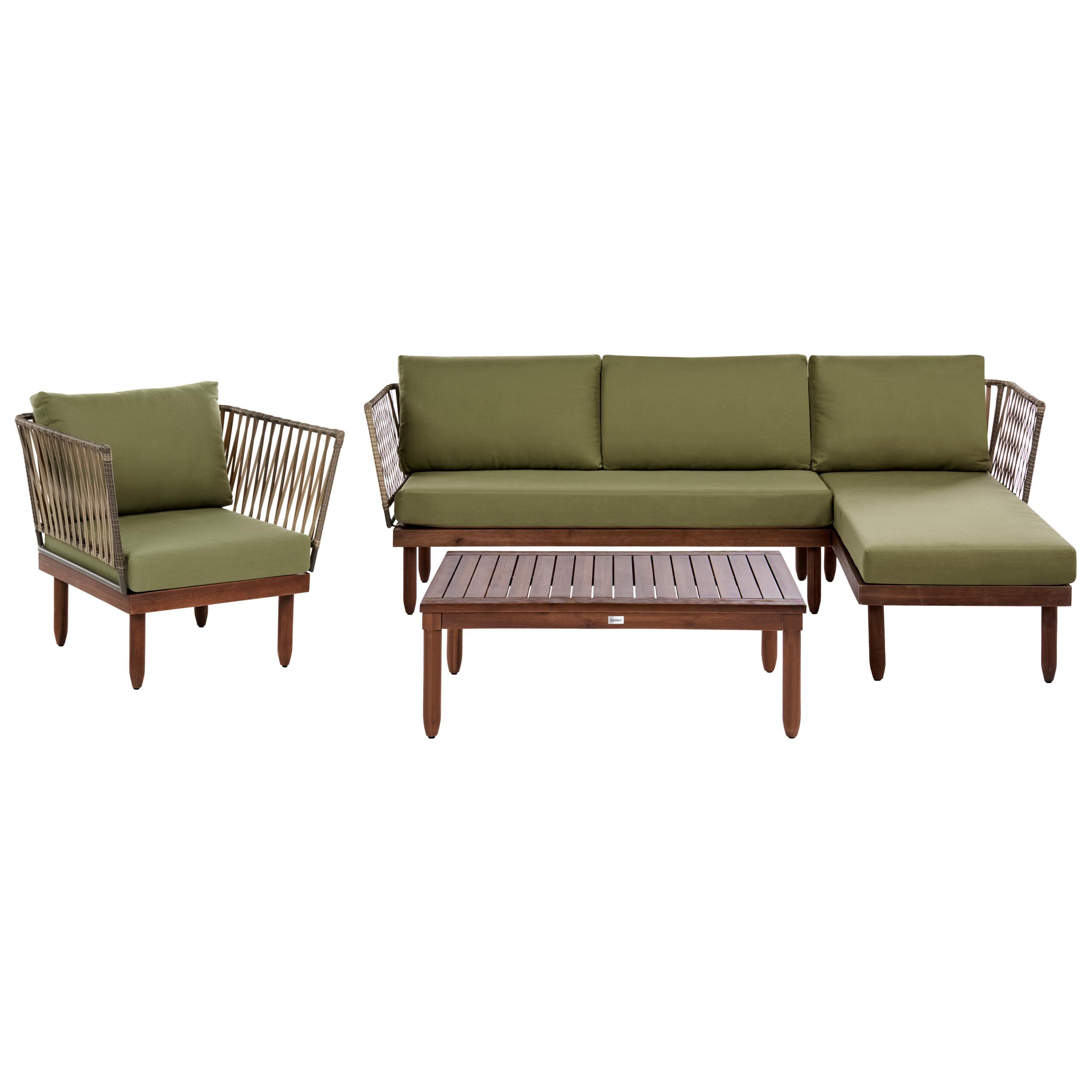 wohnli-moebel-suche-800002009090 Wohnli Möbelsuche - LOUNGE-SET mit Tisch 4-Sitzer Akazienholz linksseitig Dunkelbraun/Grün Cremona