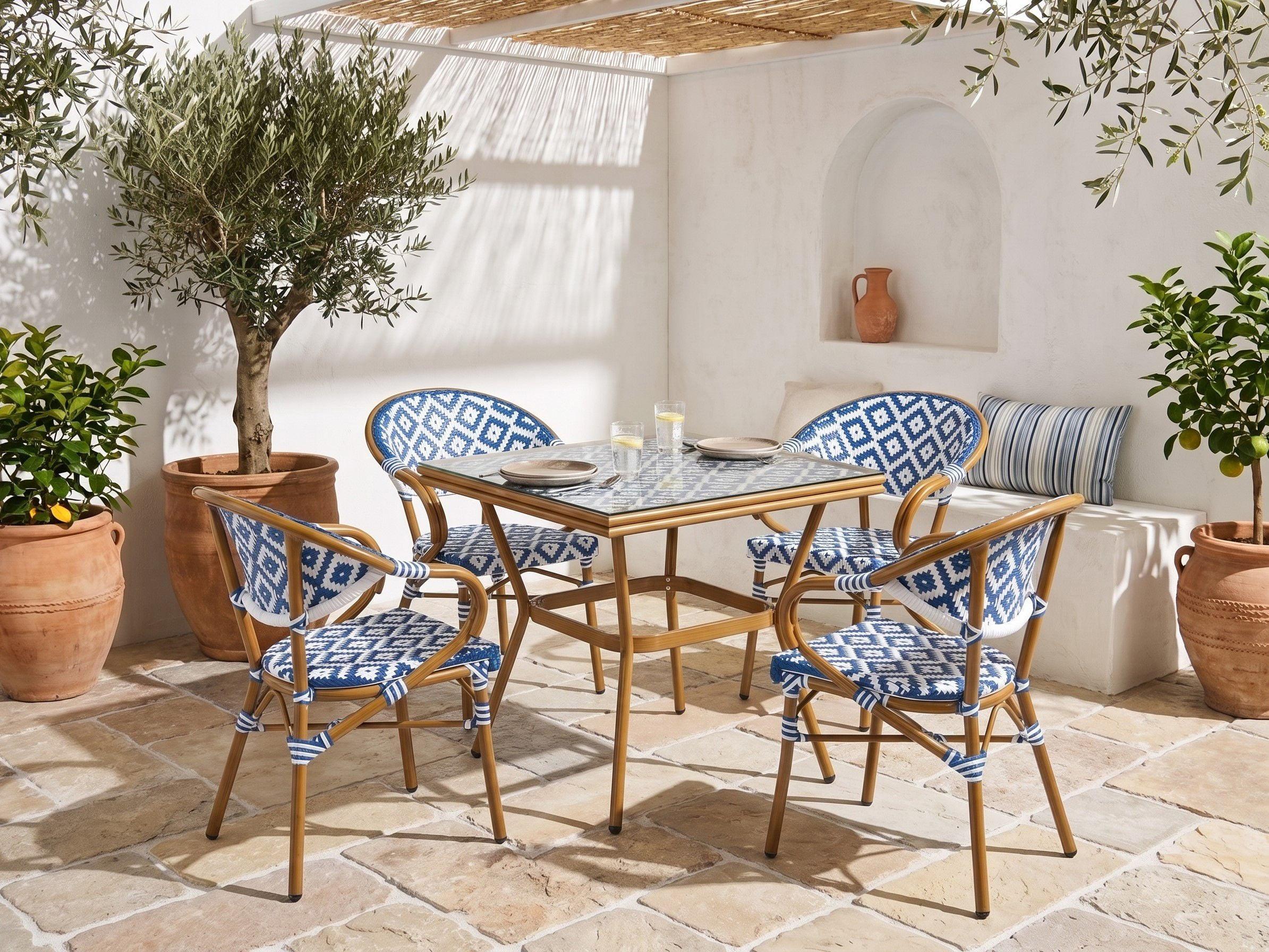 GARTENMÖBEL-SET 4-Sitzer Blau/Weiß Polyrattan Caspri Kunststoff Beliani Garten & Outdoor > Gartenmöbel > Gartenmöbel-Sets Weiß