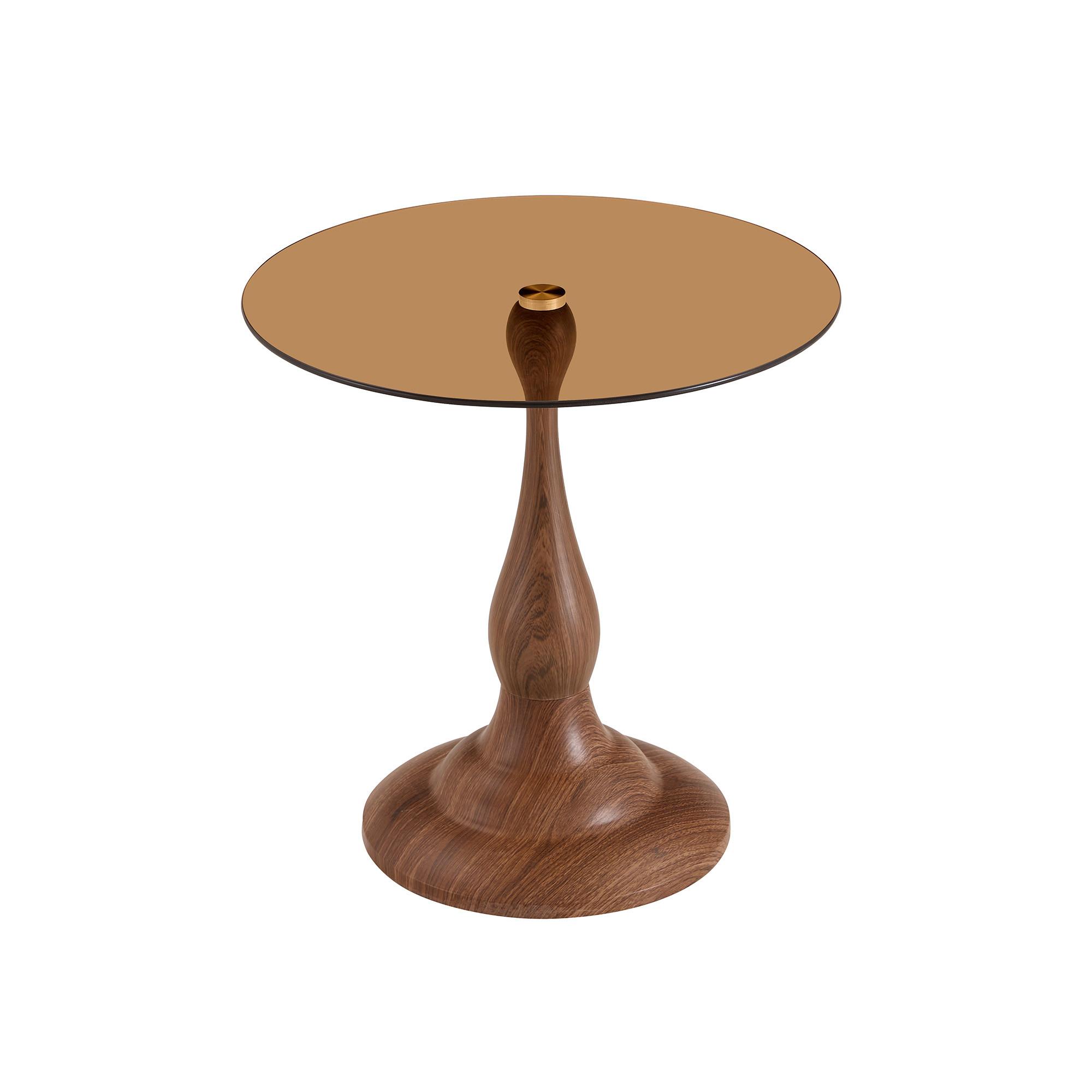 Wohnli Möbelsuche - BEISTELLTISCH Rund Glas Modern Sofatisch Metallgestell Braun & Schwarz