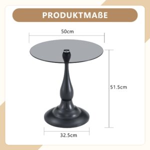 wohnli-moebel-suche-800002016505-1 BEISTELLTISCH Rund Glas Modern Sofatisch Metallgestell Braun & Schwarz Glas Urban Meuble Möbel > Tische > Beistelltische Schwarz