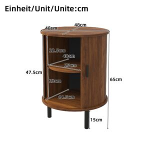 BEISTELLTISCH Rund Nussbaum Sideboard mit Schiebetür & Metallfüßen Holzwerkstoff Urban Meuble Möbel > Tische > Beistelltische Braun