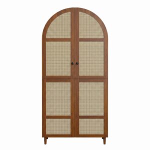 wohnli-moebel-suche-800002017458 Wohnli Möbelsuche - KLEIDERSCHRANK Nussbaum Rattan Gebogene Türen Kleiderstange & Schublade