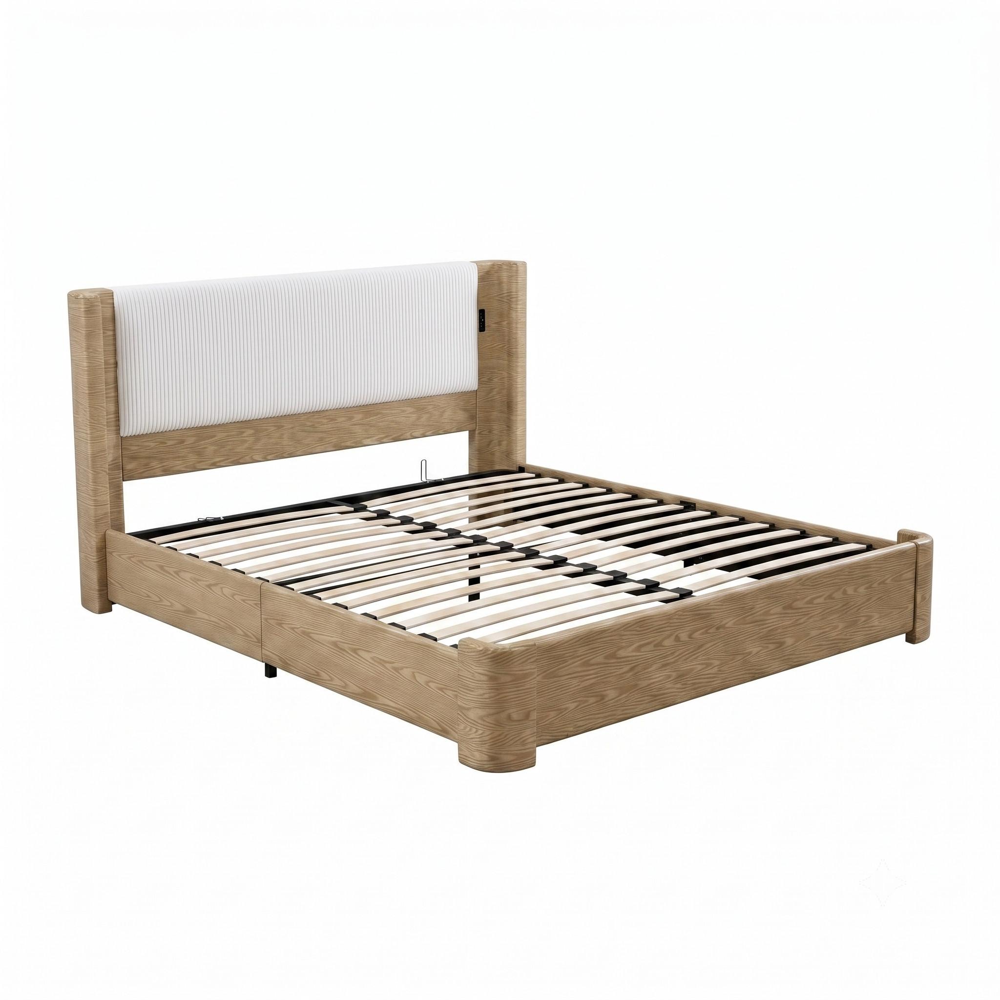 Wohnli Möbelsuche - POLSTERBETT Beige Samt King Size 190X200 Stauraumbett mit LED & Gaslift