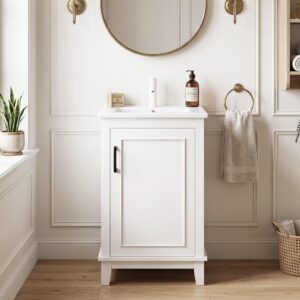 WASCHTISCH mit Unterschrank Weiß 51cm Standschrank mit Keramikbecken Holzwerkstoff Urban Meuble Möbel > Schränke > Badezimmerschränke > Waschbeckenunterschränke Weiß