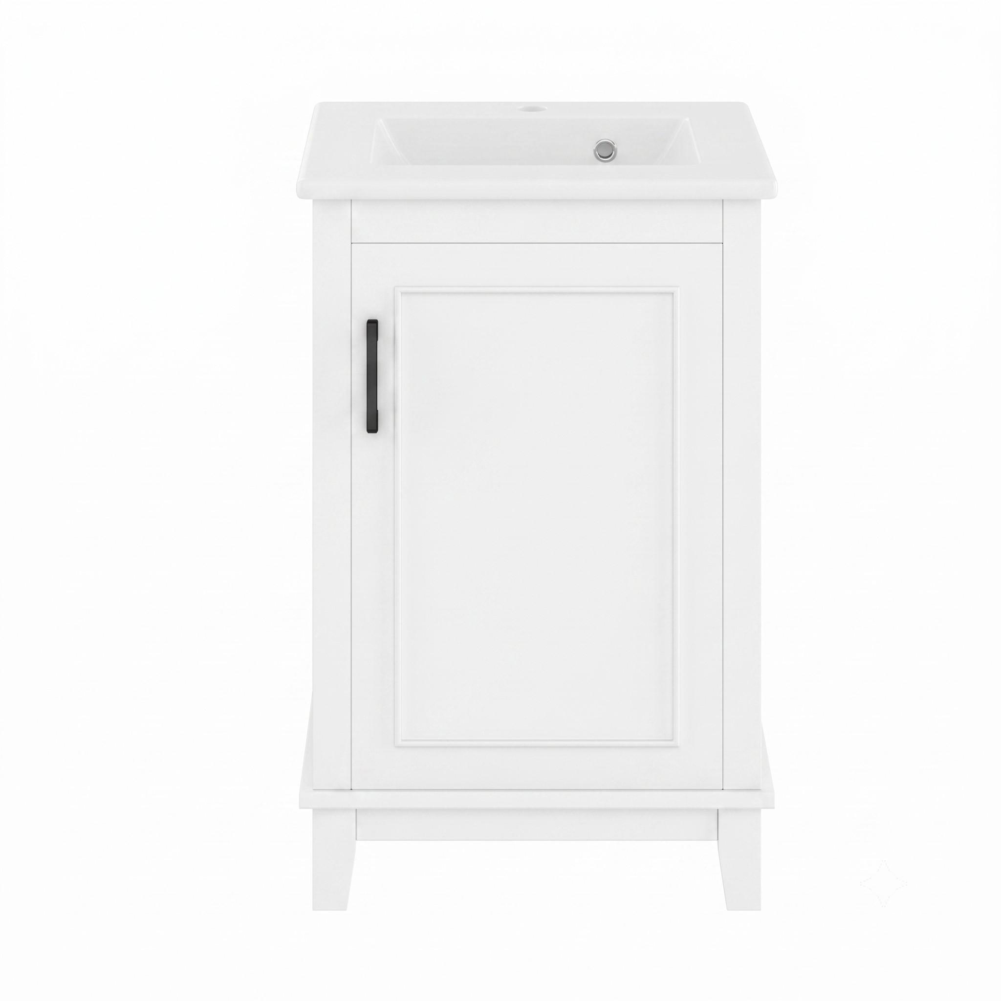 Wohnli Möbelsuche - WASCHTISCH mit Unterschrank Weiß 51cm Standschrank mit Keramikbecken