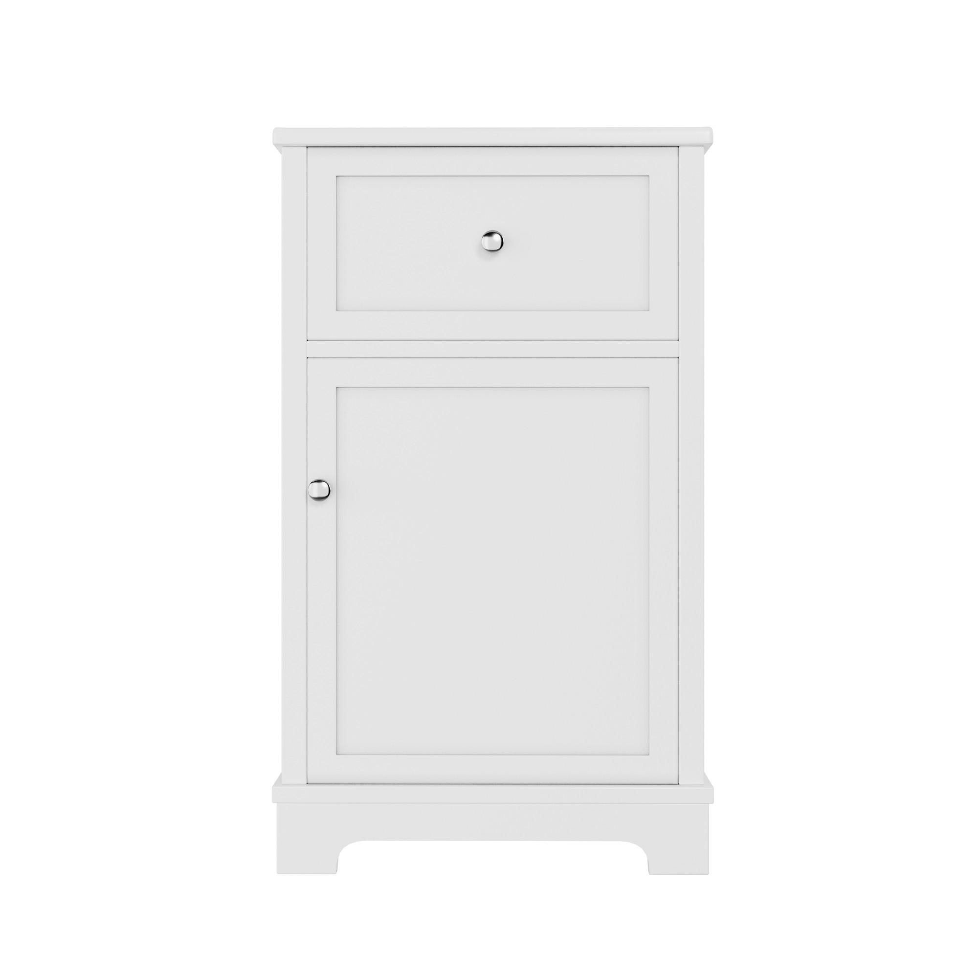 Wohnli Möbelsuche - WASCHTISCH mit Unterschrank Weiß 51cm Standschrank mit Keramikbecken & Klappfach