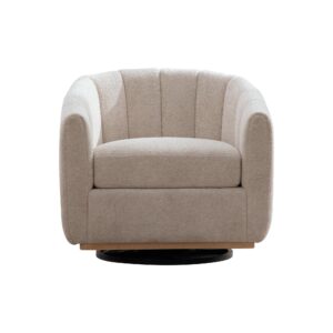 wohnli-moebel-suche-800002017495 Wohnli Möbelsuche - DREHSESSEL Beige Chenille Kürbis-Design 360° mit Metallfuß