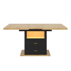 wohnli-moebel-suche-800002017506 Wohnli Möbelsuche - ESSTISCH Ausziehbar 110-140cm mit LED & 2 Schubladen Holzoptik