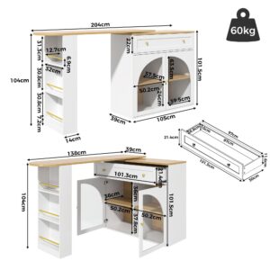 wohnli-moebel-suche-800002017541-1 BARTISCH Ausziehbar Weiß 360° Drehbar mit Stauraum & Glas Holzwerkstoff Urban Meuble Möbel > Tische > Bartische Weiß