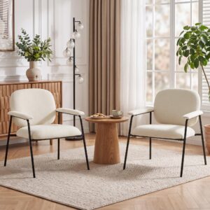 wohnli-moebel-suche-800002029390-1 SESSEL 2er Set Polyester Cremeweiß Textil HOMCOM Möbel > Sessel > Polstersessel Weiß