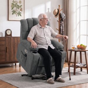 ELEKTRISCHER-AUFSTEHSESSEL Frottee 100 Polyester Grau Textil HOMCOM Möbel > Sessel > Polstersessel Grau