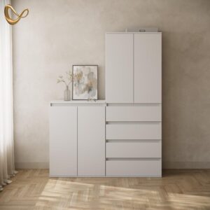 wohnli-moebel-suche-800002033424-1 KLEIDERSCHRANK Garda Weiß mit 4 Schubladen Holzwerkstoff Livinity® Möbel > Schränke > Kleiderschränke Weiß